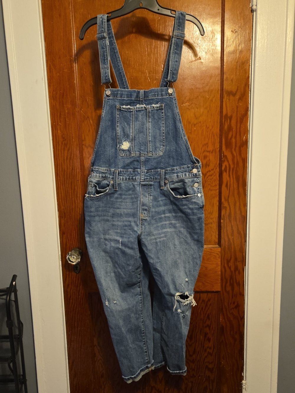 Lucky Brand Distressed Blue Denim Relaxed Overalls - Size XL